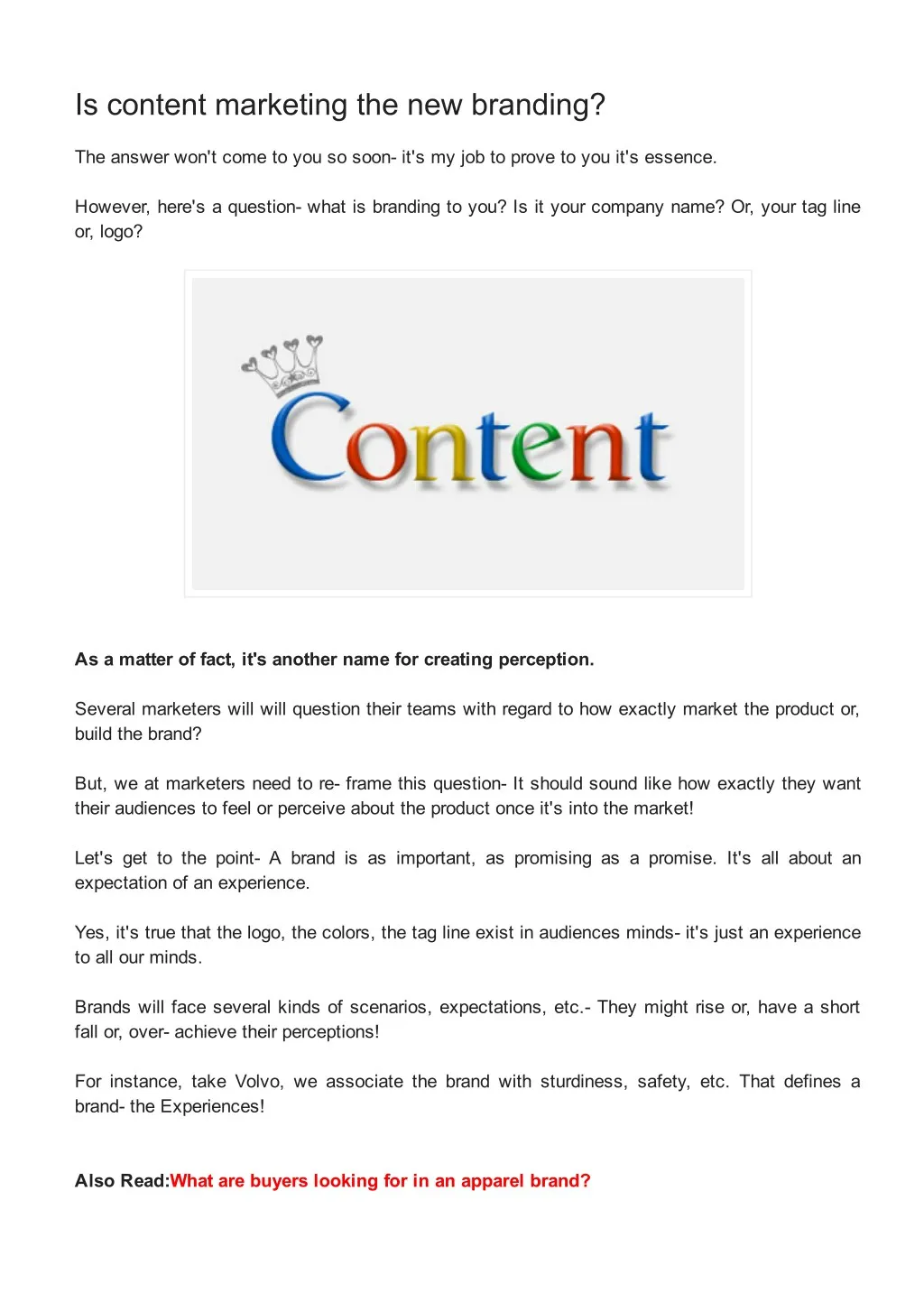 is content marketing the new branding