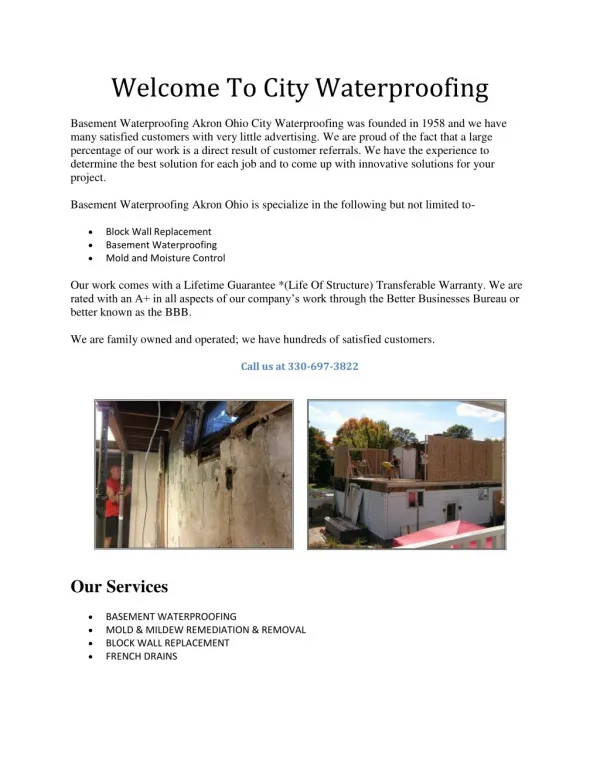 Welcome To City Waterproofing