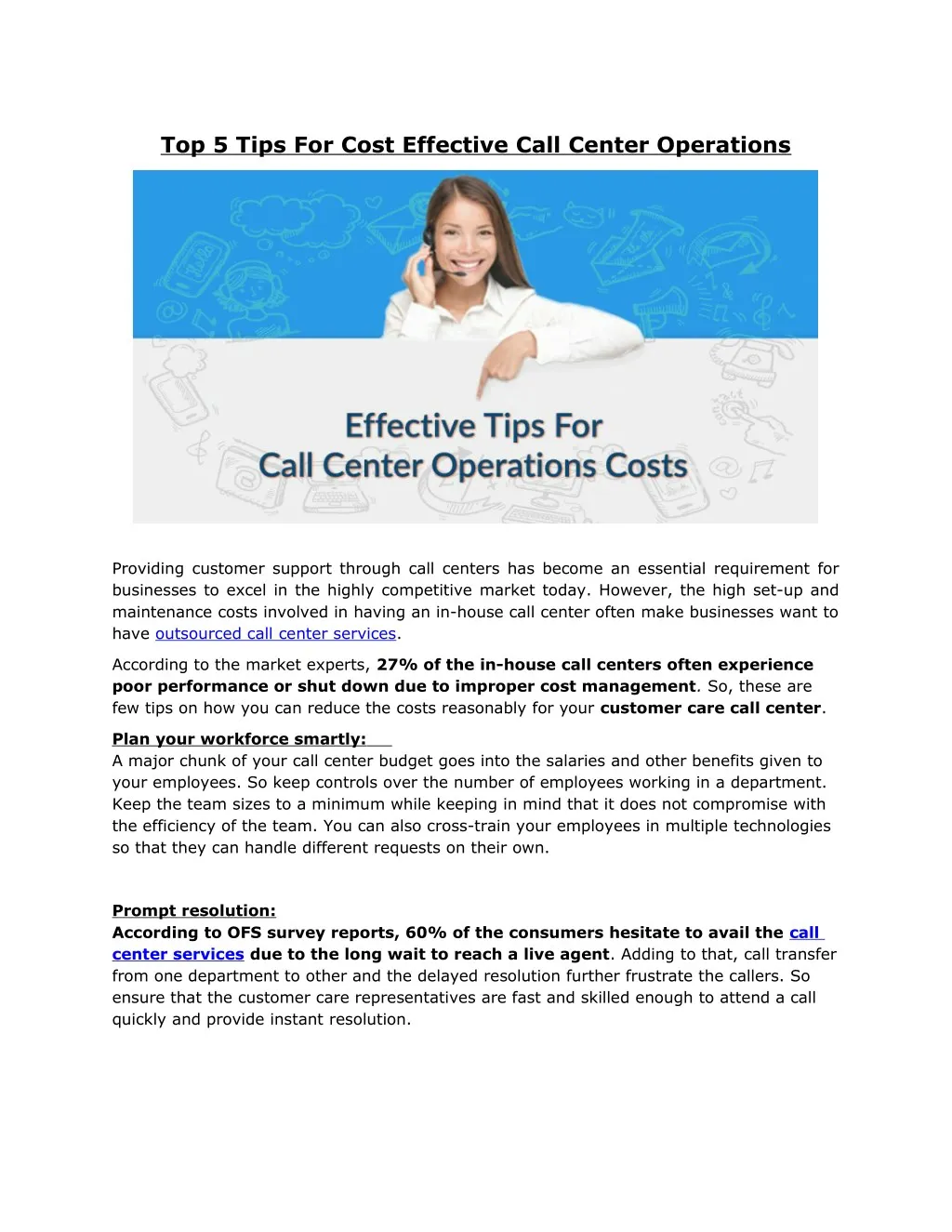 top 5 tips for cost effective call center