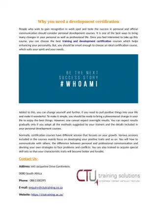 training and development certification - slide 1