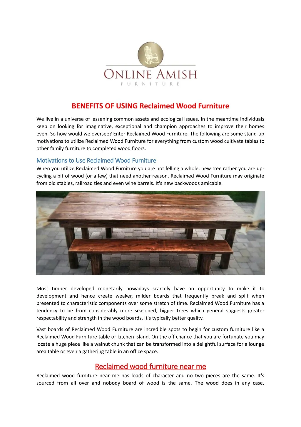 benefits of using reclaimed wood furniture