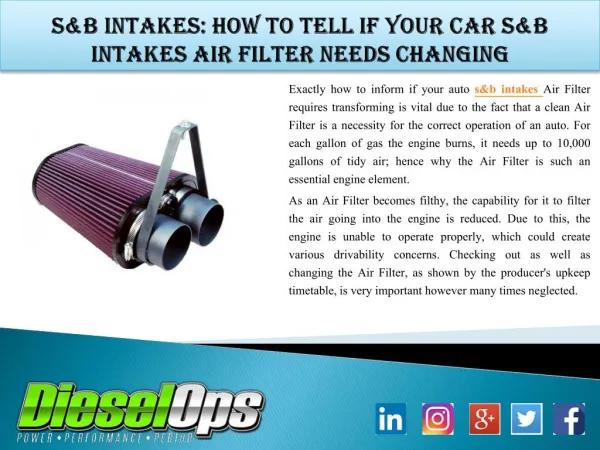 s&b intakes: How to Tell If Your Car S&b intakes Air Filter Needs Changing