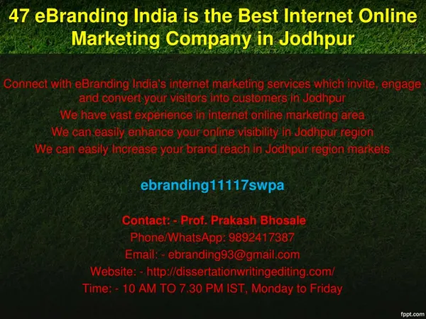47 eBranding India is the Best Internet Online Marketing Company in Jodhpur