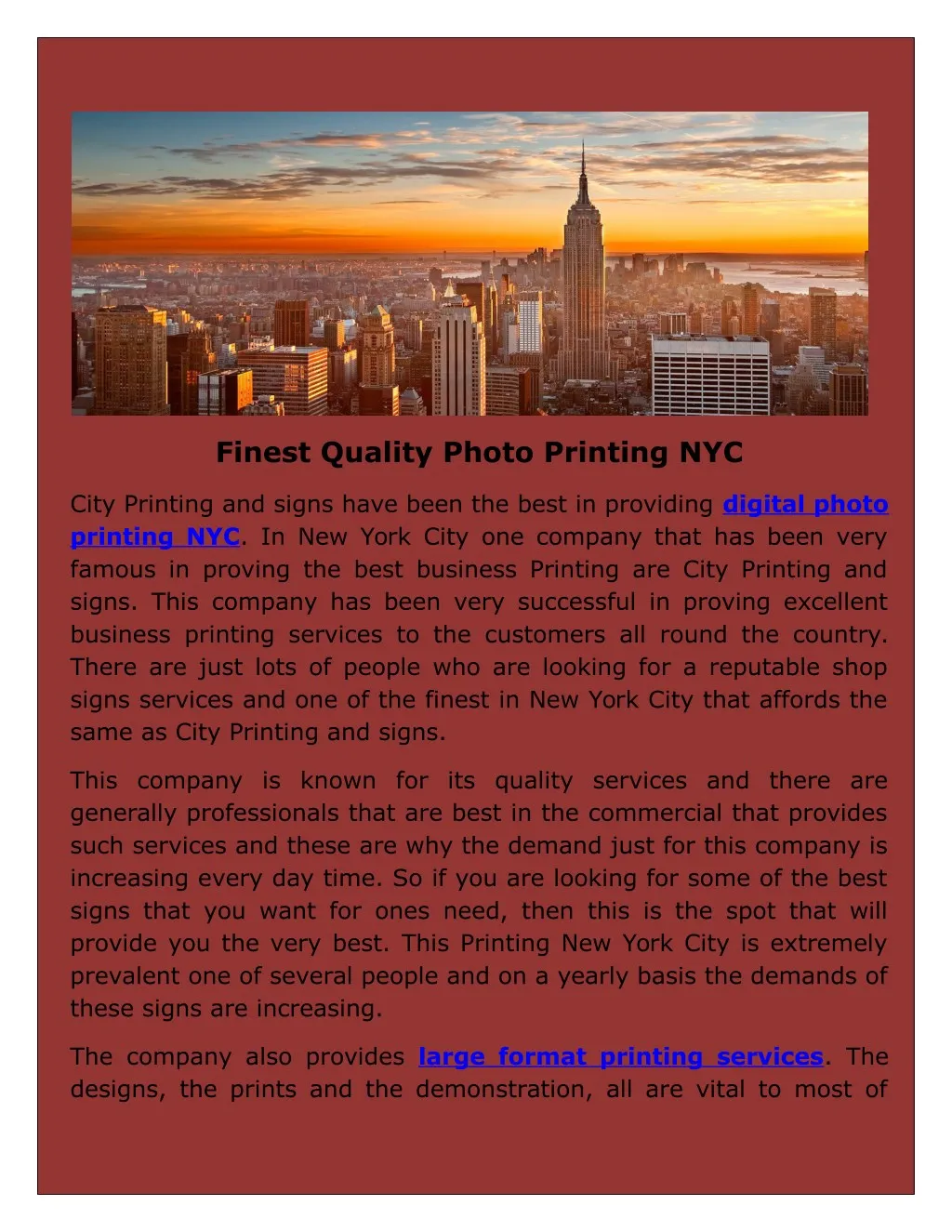 finest quality photo printing nyc