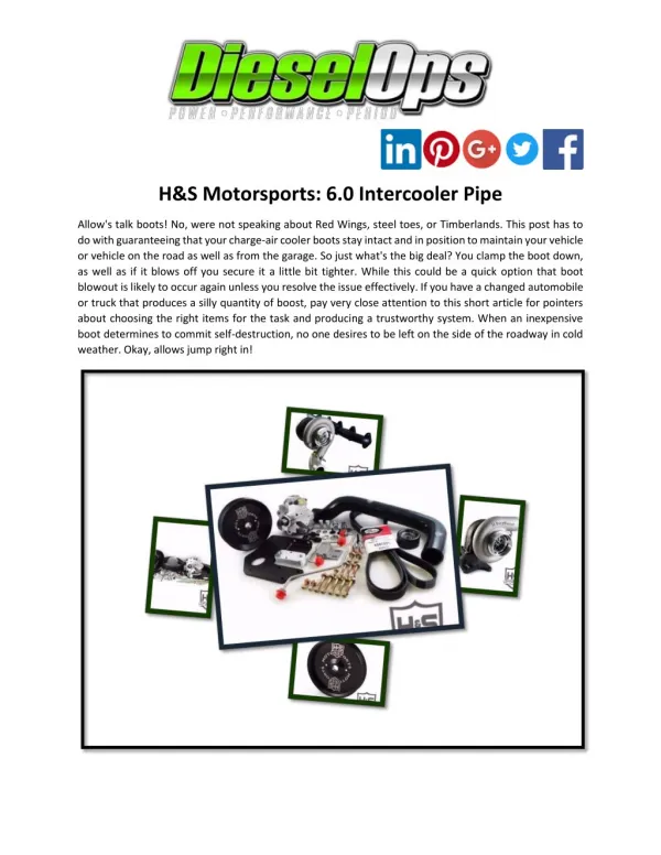 H&S Motorsports: 6.0 Intercooler Pipe