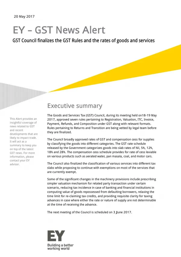 GST Council finalizes GST Rules & rates of goods and services - EY INDIA