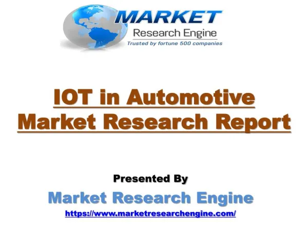 IOT in Automotive Market to Reach US$ 82.50 Billion by 2022