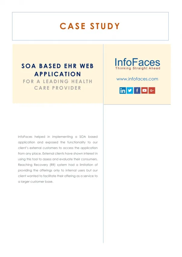 Soa based ehr web application infofaces inc case study