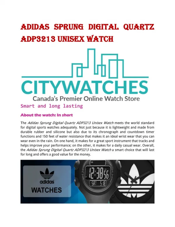Adidas Sprung Digital Quartz ADP3213 Unisex Watch