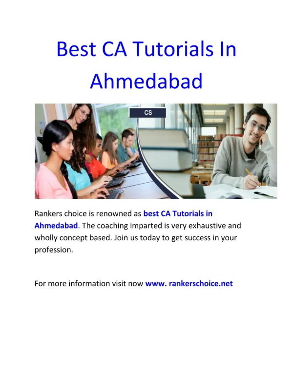 Best CA Tutorials In Ahmedabad