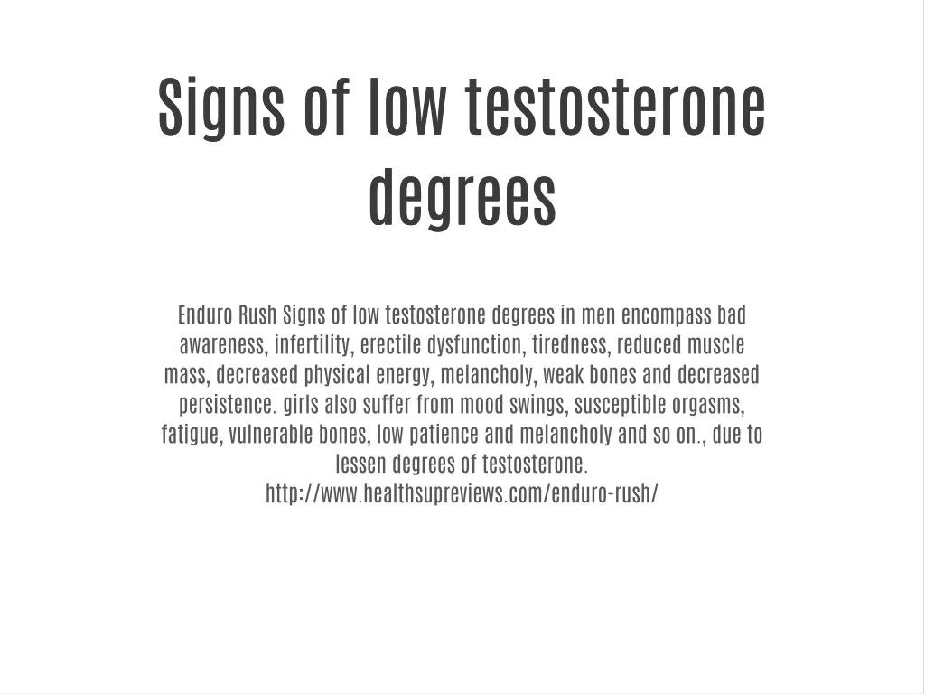 signs of low testosterone signs