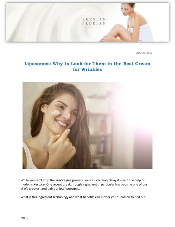 Liposomes: Why to Look for Them in the Best Cream for Wrinkles