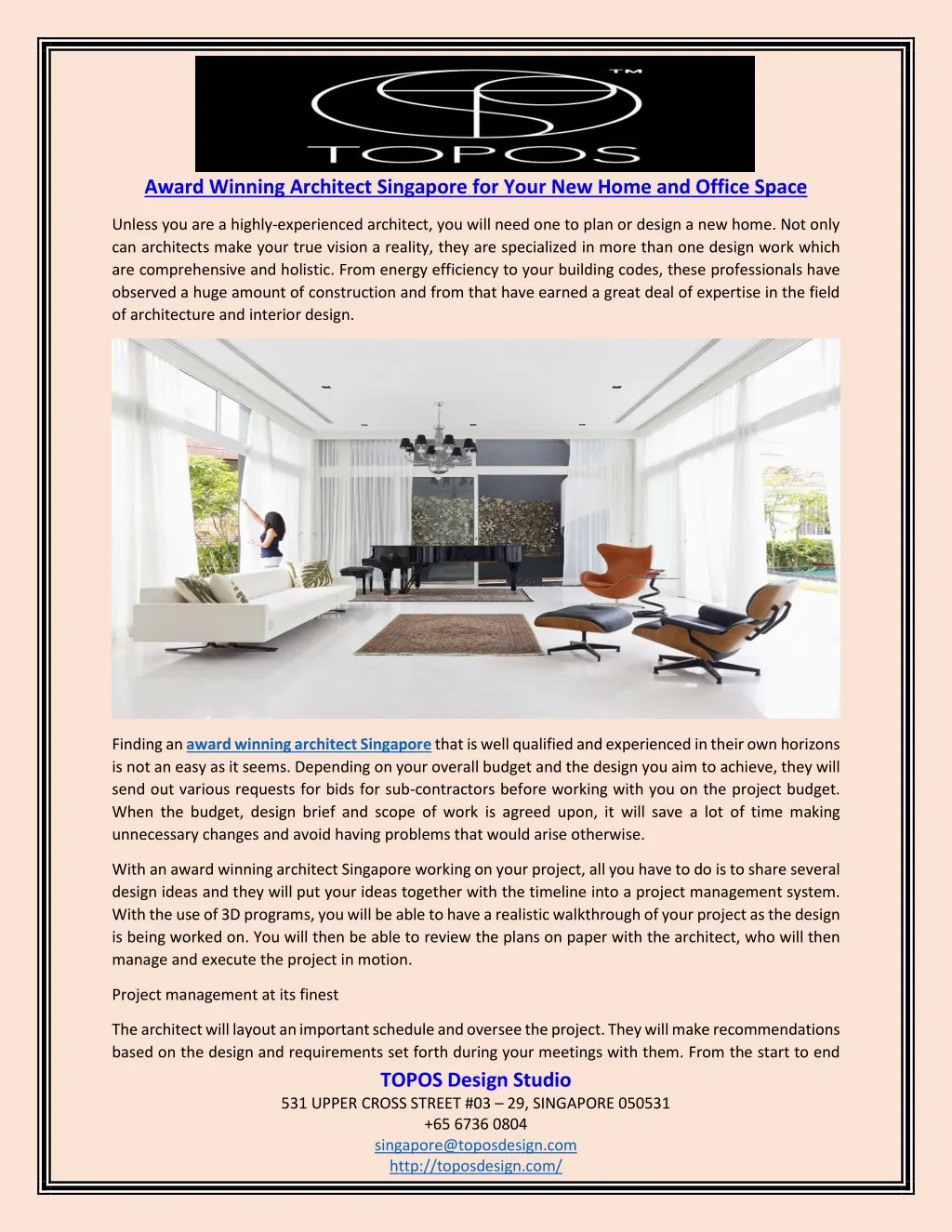 award winning architect singapore for your