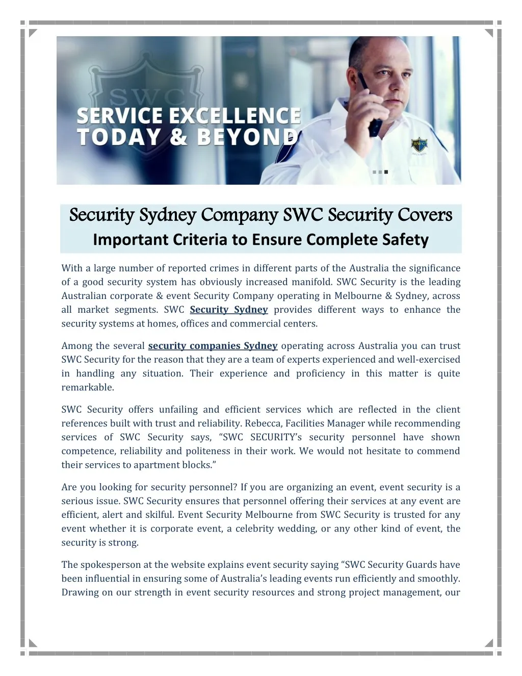 security sydney company swc security covers