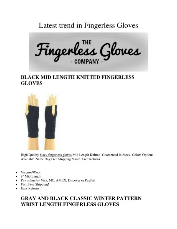 Latest trend in Fingerless Gloves