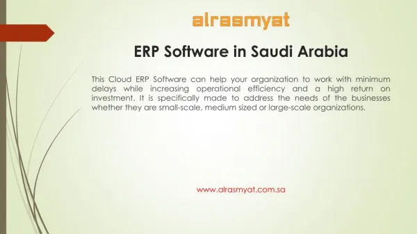 Offering remarkable features with Alrasmyat ERP Software in Saudi Arabia