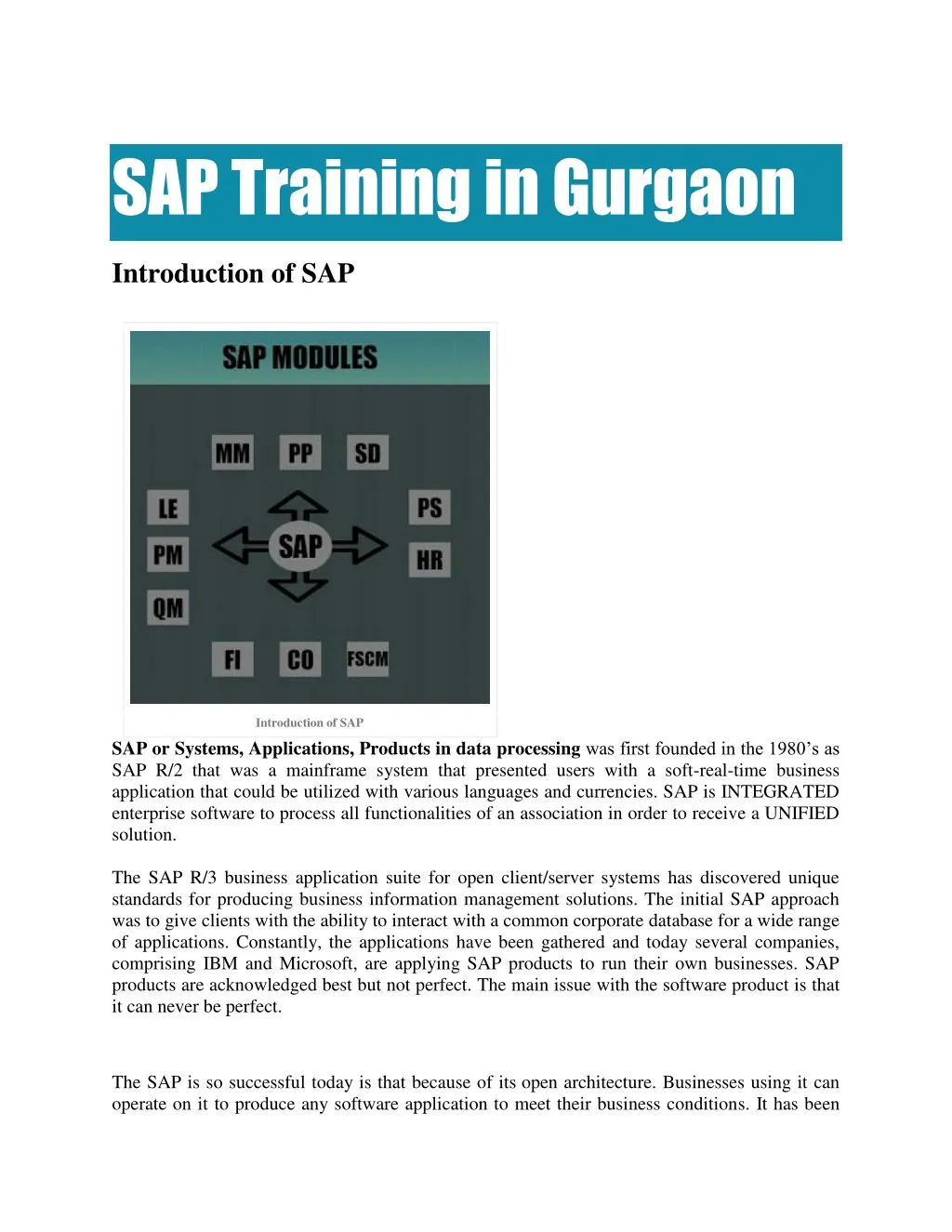 sap training in gurgaon