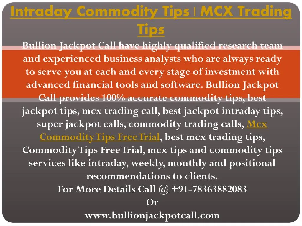 intraday commodity tips mcx trading tips
