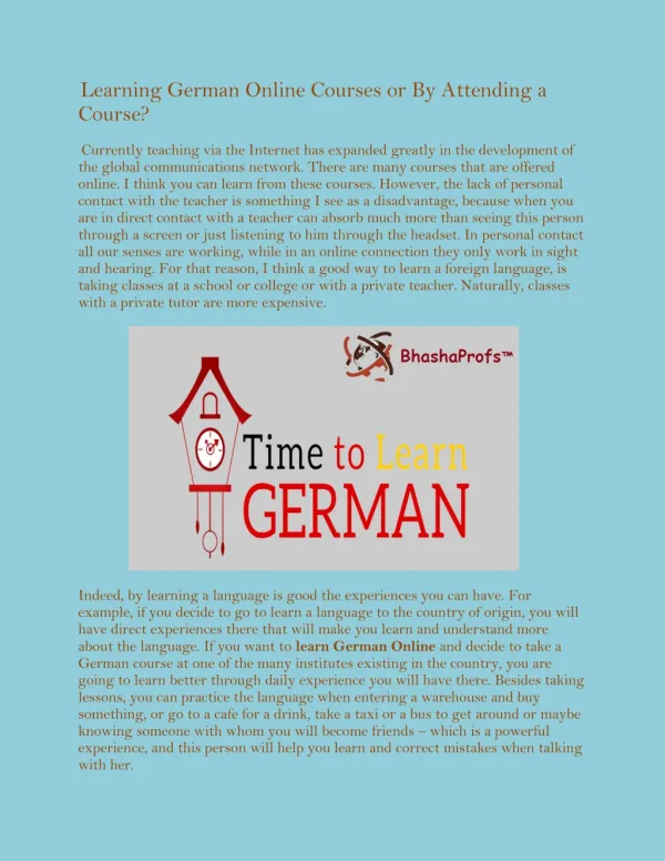 Learning German Online Courses or By Attending a Course?