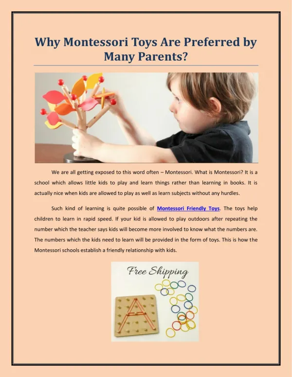 Why Montessori Toys Are Preferred by Many Parents?