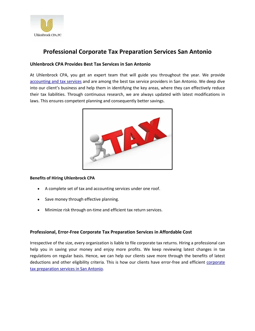 professional corporate tax preparation services