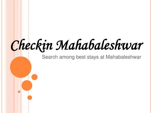 Checkin Mahabaleshwar-Hotels, Resorts In Mahabaleshwar