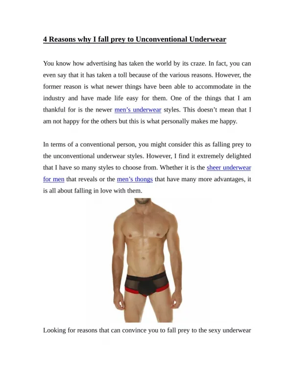 4 Reasons why I fall prey to Unconventional Underwear