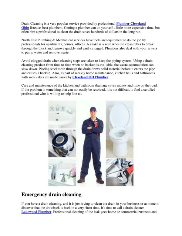 Drain Cleaning Plumbing Services