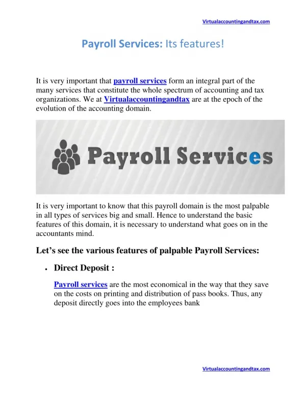 Features of payroll accounting