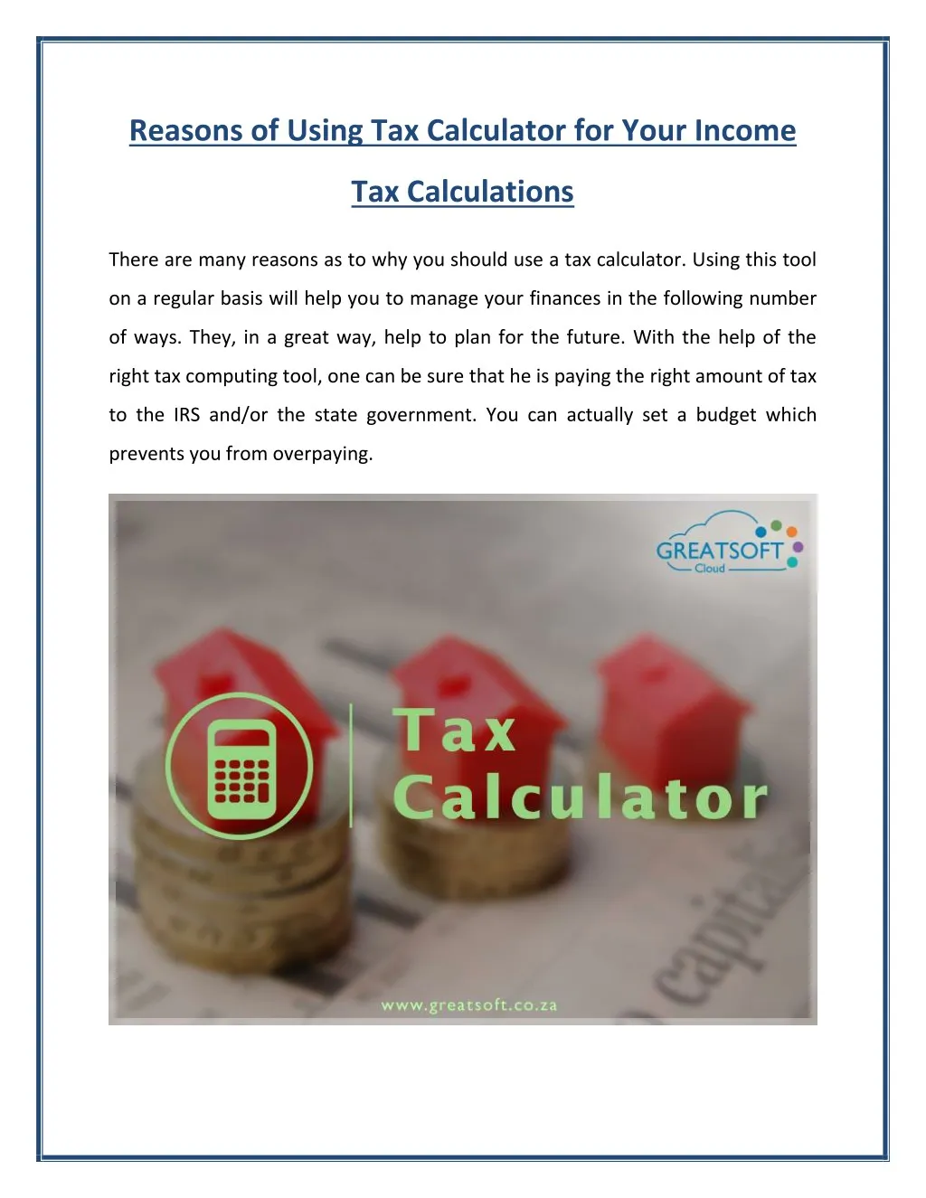 reasons of using tax calculator for your income