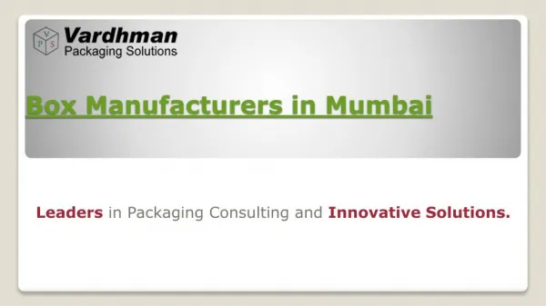 Box manufacturers in mumbai
