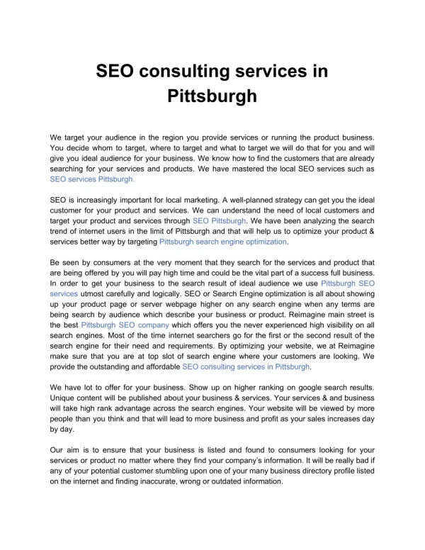 SEO consulting services in Pittsburgh