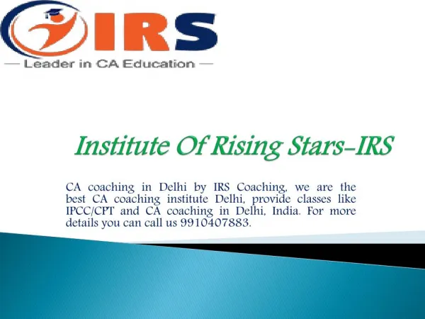 Top CA CPT & IPC Classes at low cost - IRS Coaching