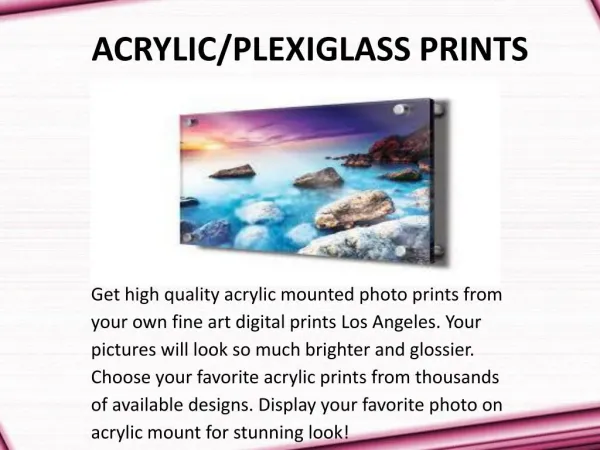 Acrylic Mounted Photo Prints in US