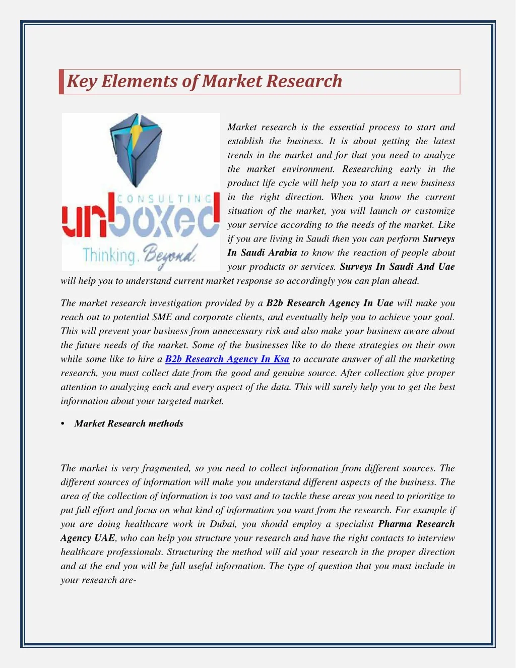 key elements of market research