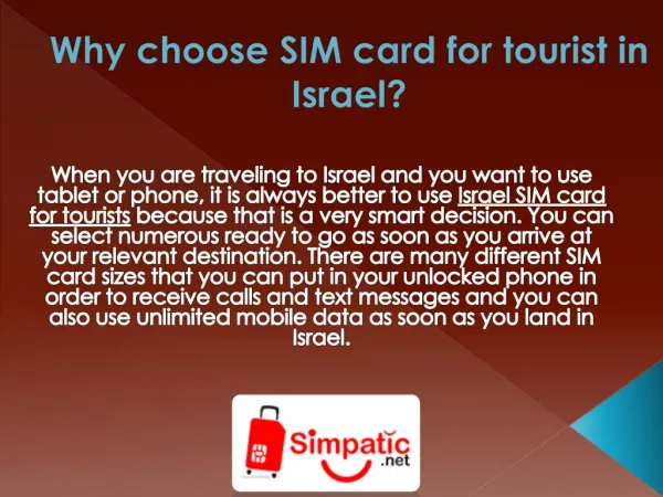 Why choose SIM card for tourist in Israel?