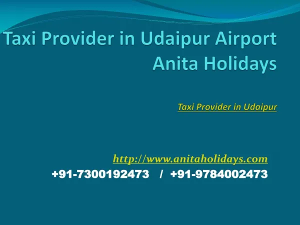 Taxi Provider in Udaipur Airport
