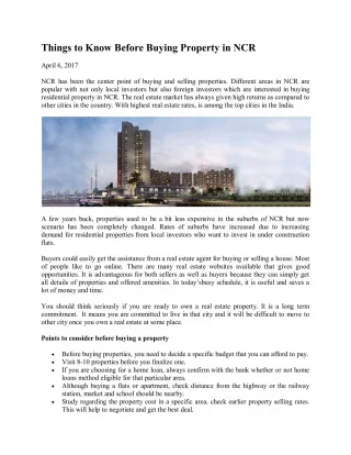 Things to Know Before Buying Property in NCR - slide 1
