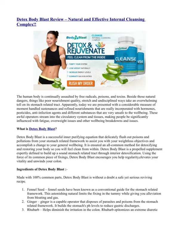 Detox Body Blast Review – Natural and Effective Internal Cleansing Complex!!