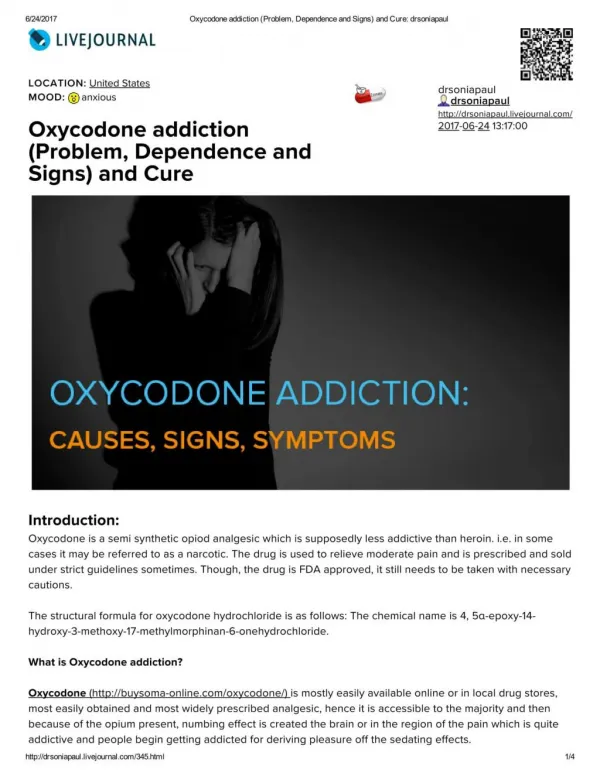 Oxycodone Addiction & Treatment - Side Effects – Withdrawal