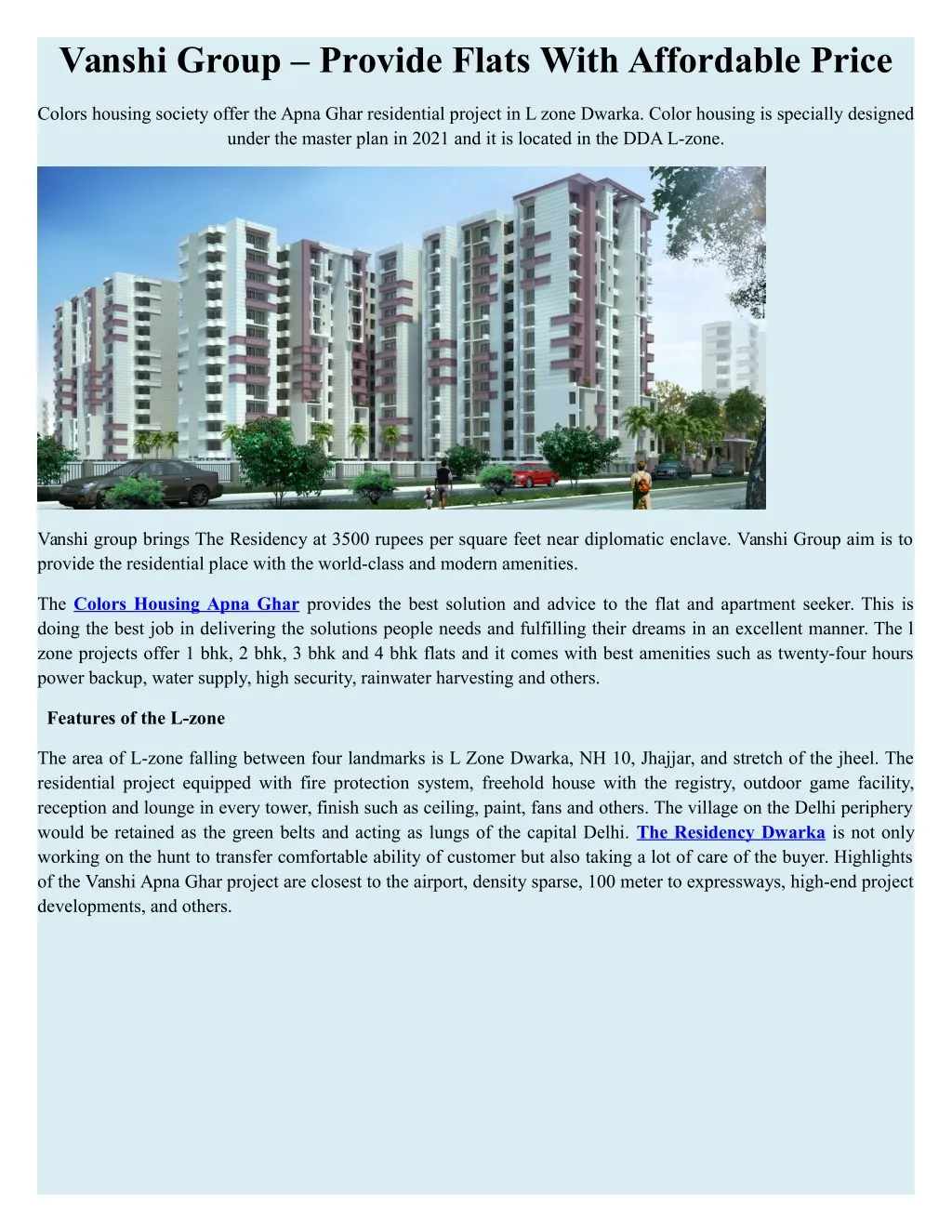 vanshi group provide flats with affordable price