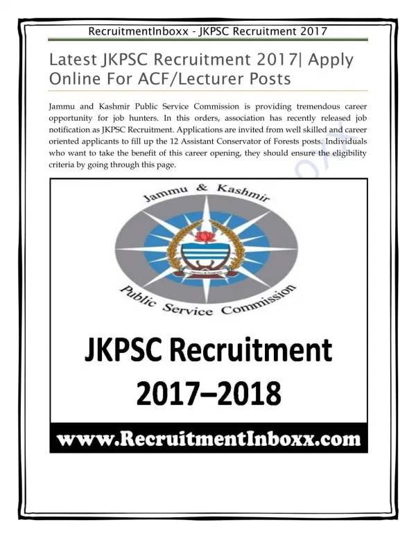 JKPSC Recruitment