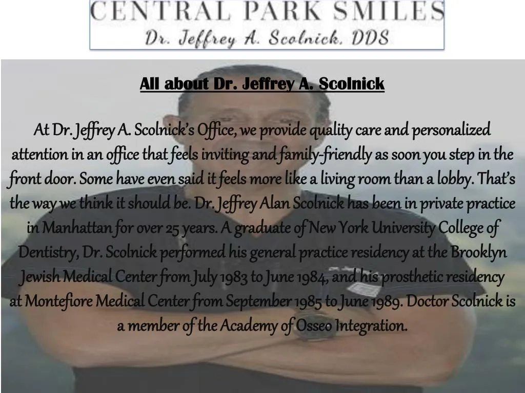 all about dr jeffrey a scolnick