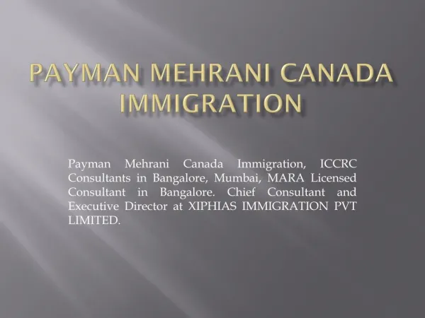 Payman Mehrani Canada Immigration