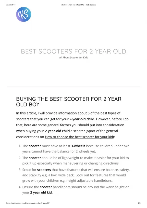 Best Scooter for 2 years old