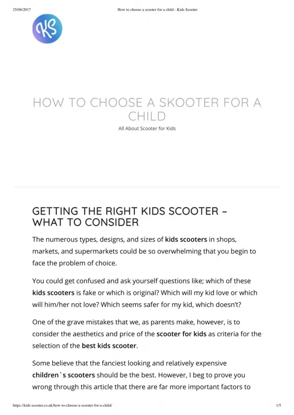 Kids Scooter - How to choose