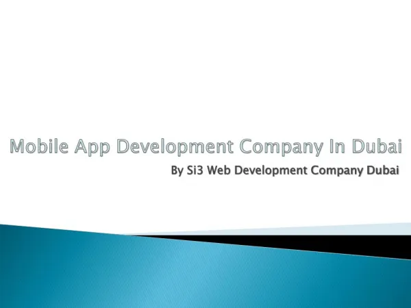 Mobile App Development Company In Dubai
