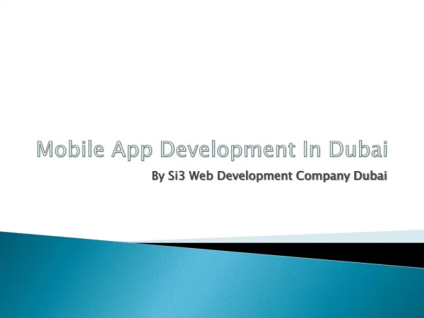 Mobile App Development In Dubai