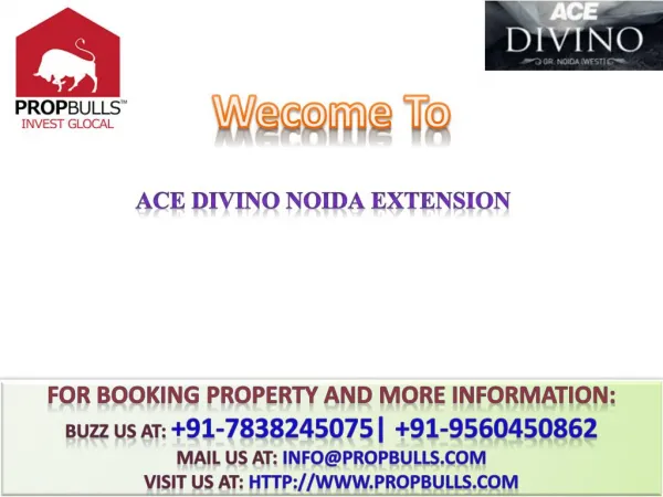 BUY Luxry Apt ACE Divino@# 91-9560450862 #@ ACE Noida Extension