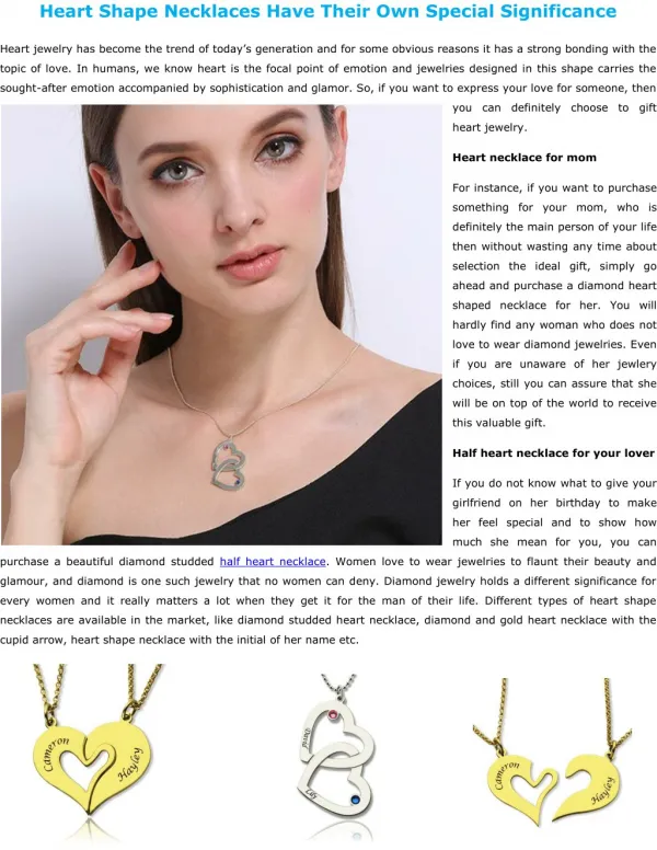 Heart Shape Necklaces Have Their Own Special Significance